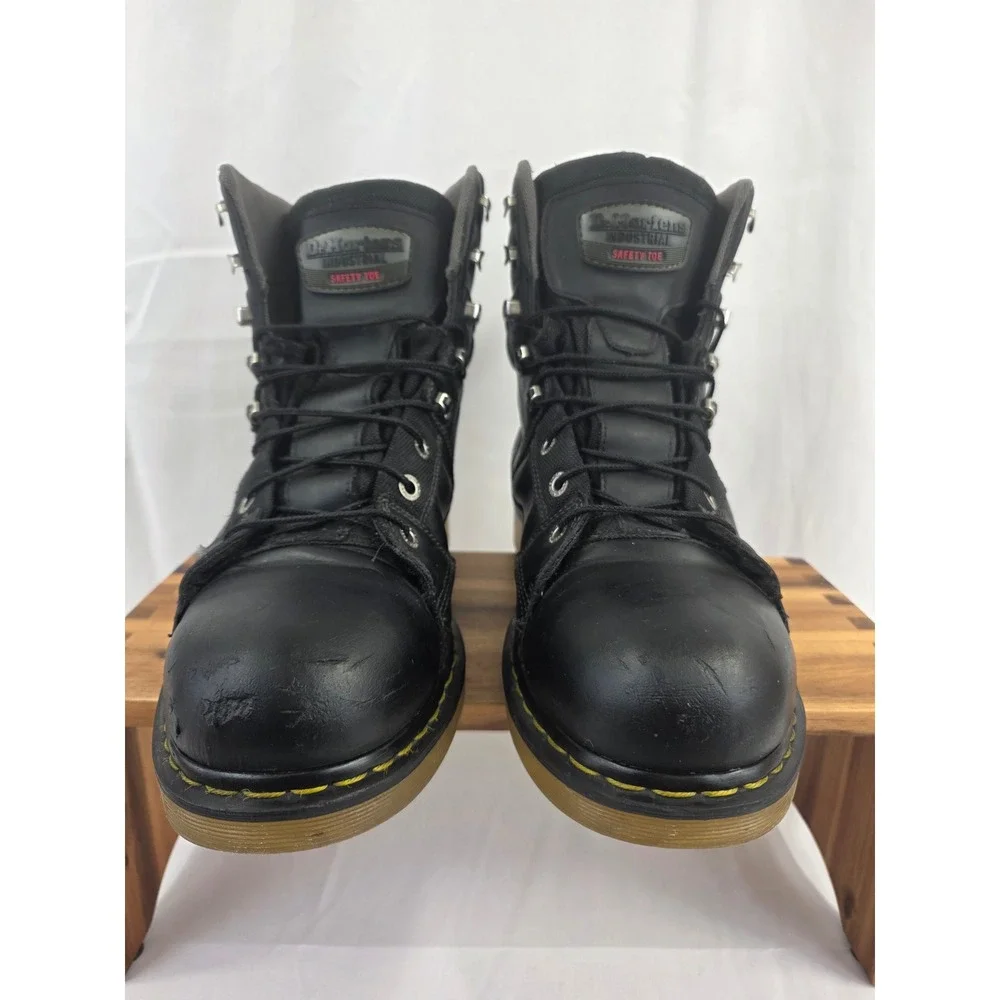 Dr Martens Industrial Aluminum Toe Safety Work Boots Black Mens Size 14 Slip Res